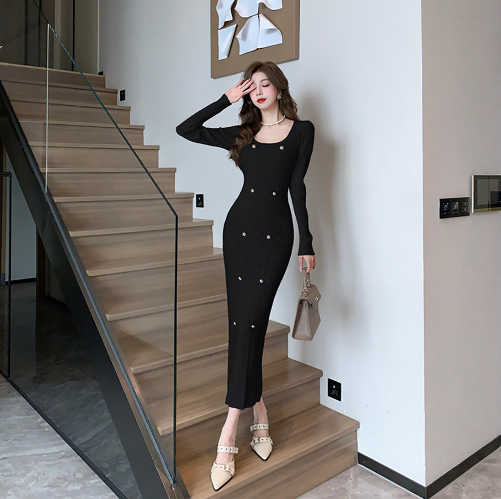 Applique Bodycon Maxi Dress