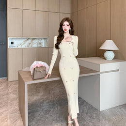 Applique Bodycon Maxi Dress