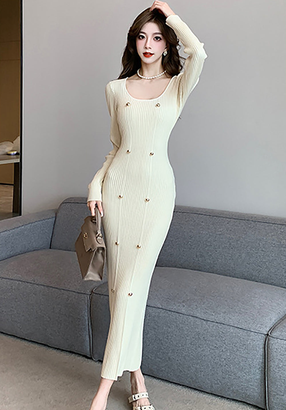 Applique Bodycon Maxi Dress
