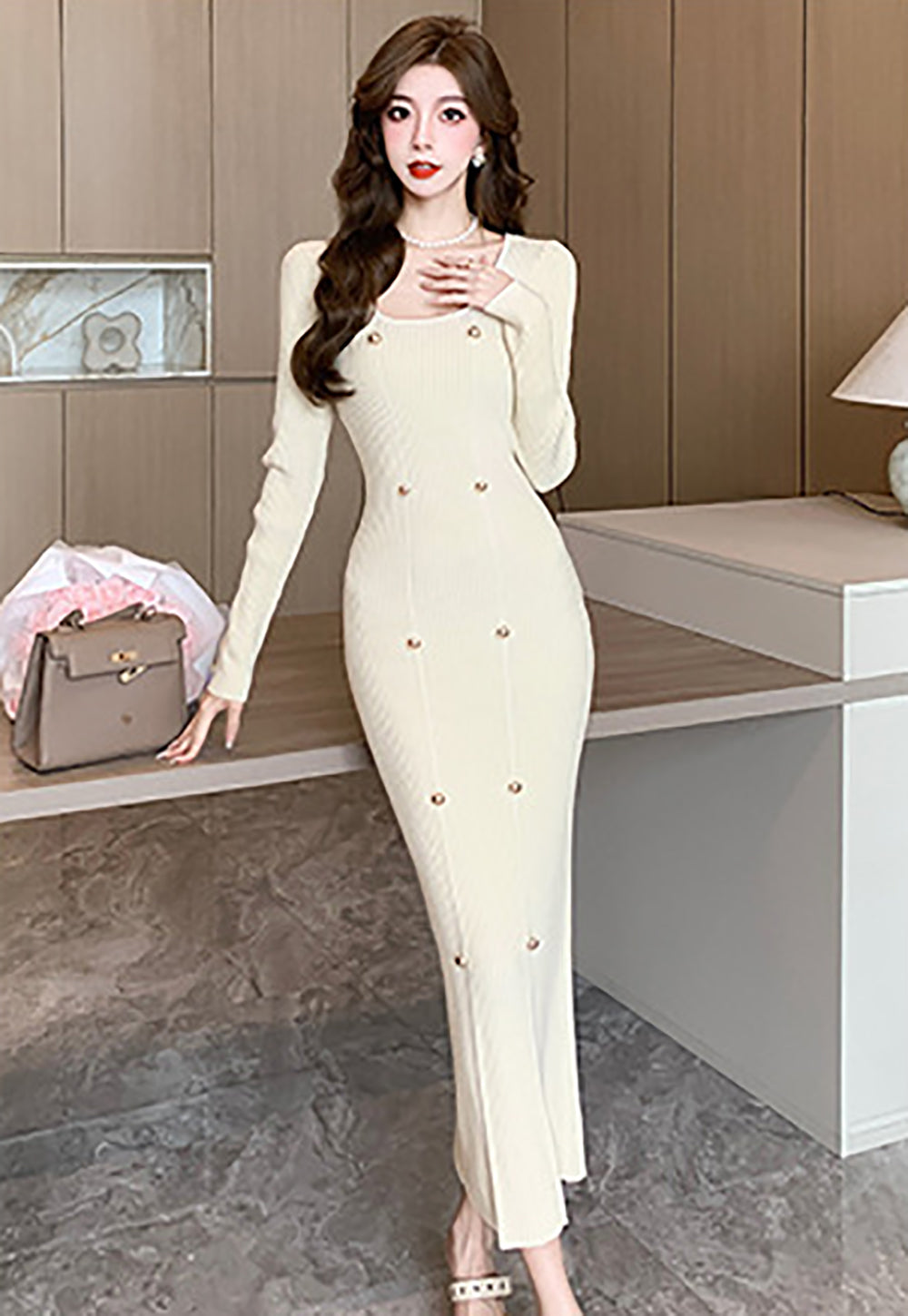 Applique Bodycon Maxi Dress