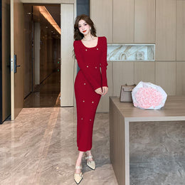 Applique Bodycon Maxi Dress