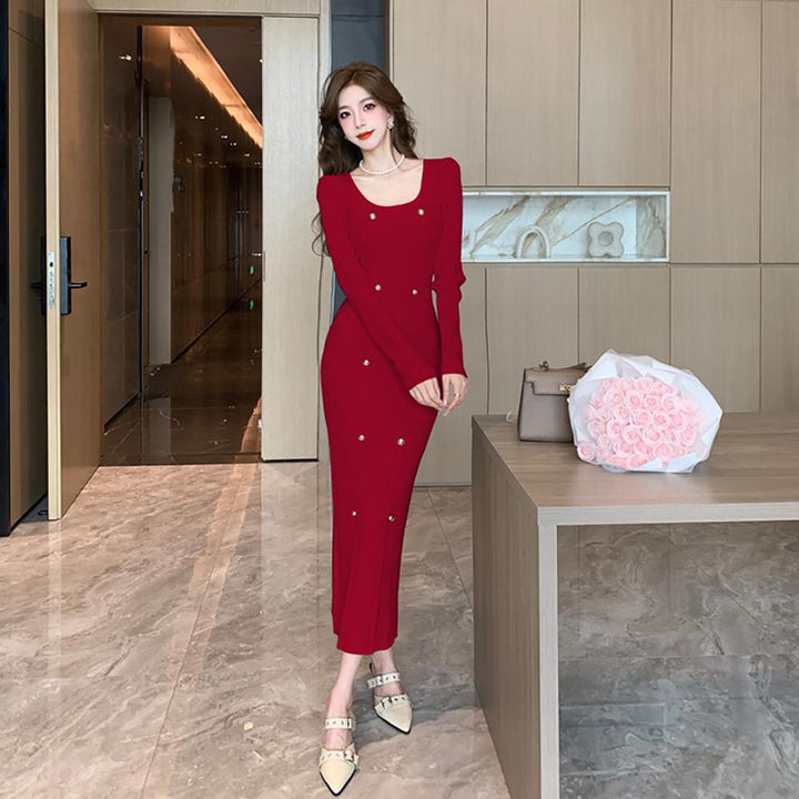 Applique Bodycon Maxi Dress