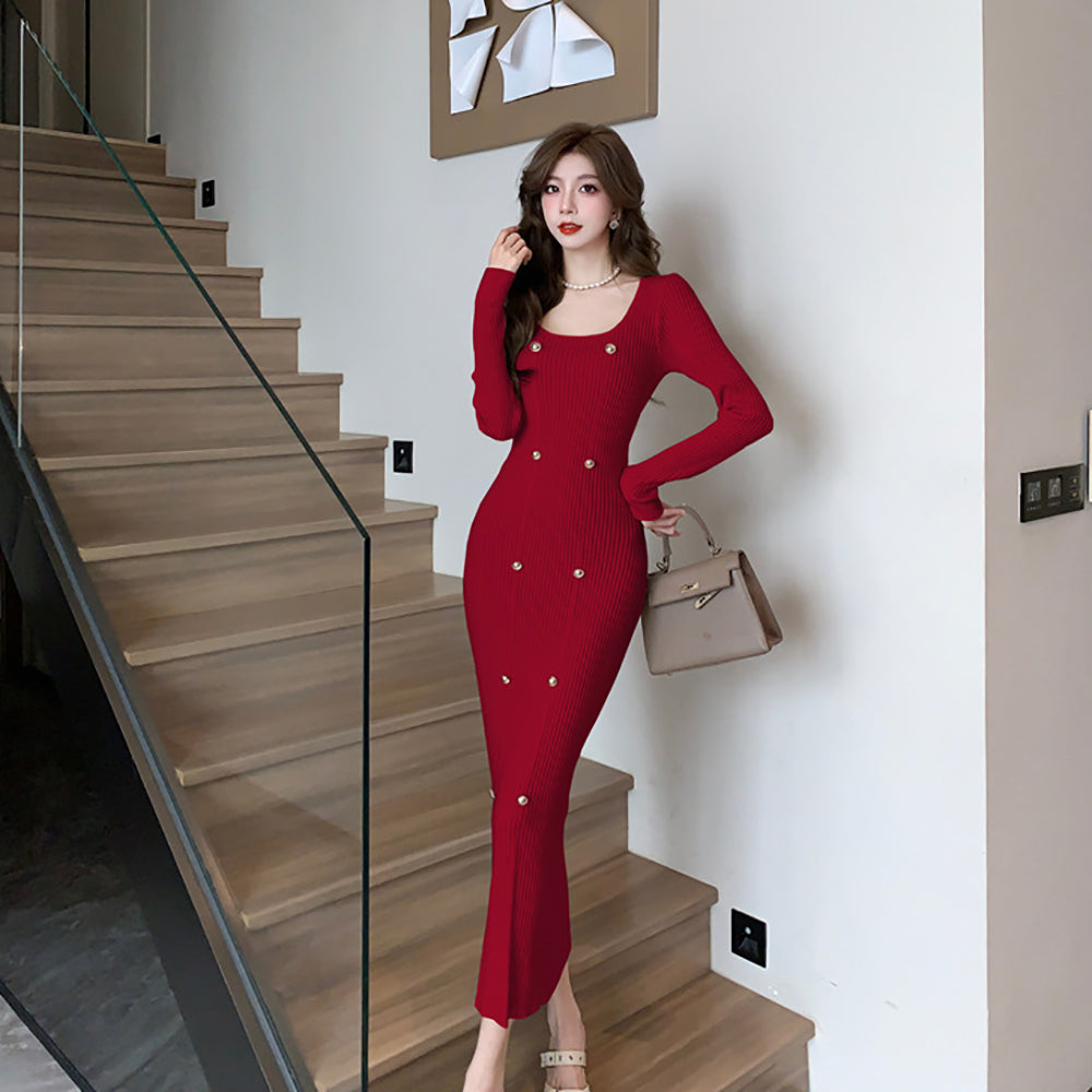 Applique Bodycon Maxi Dress