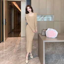 Applique Bodycon Maxi Dress