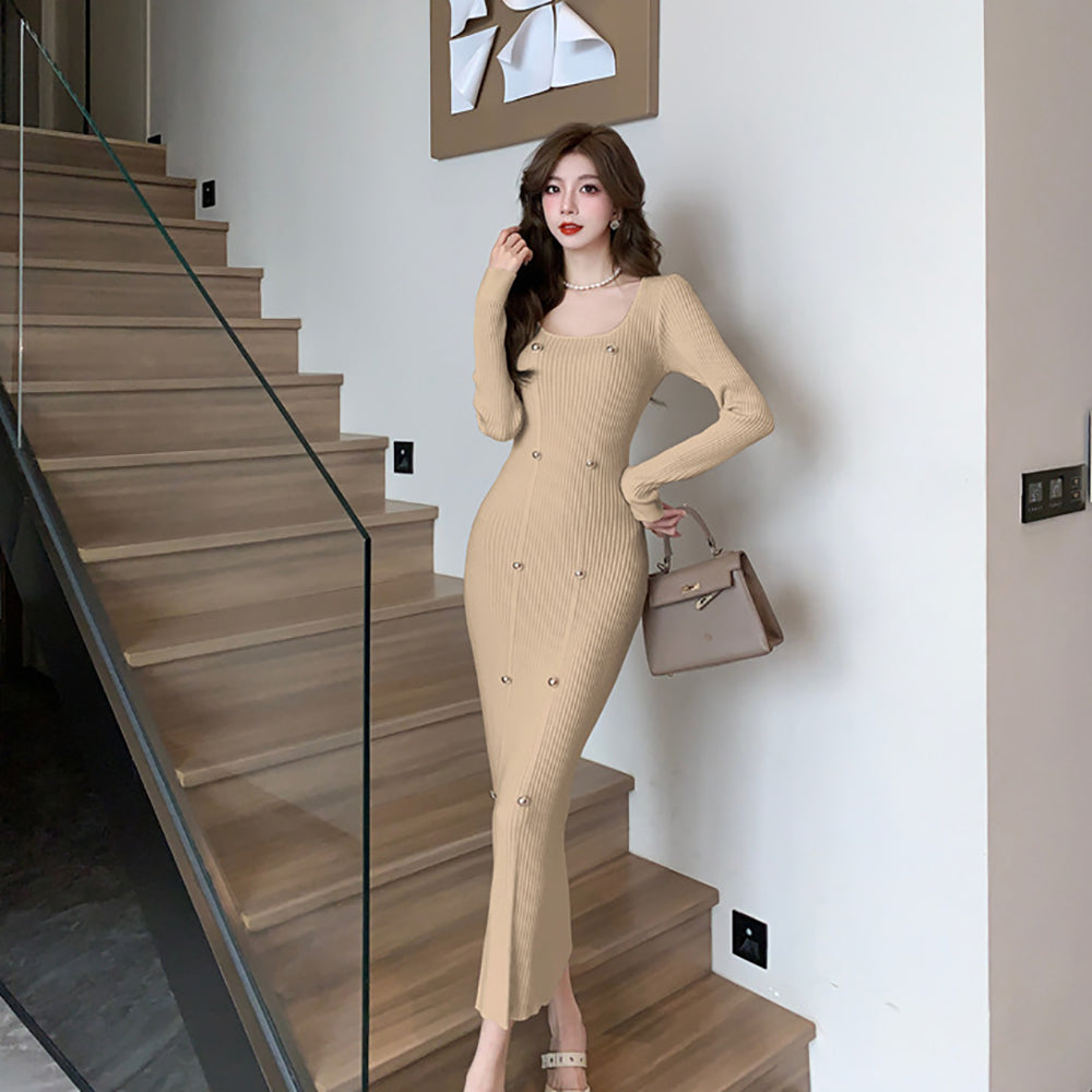 Applique Bodycon Maxi Dress