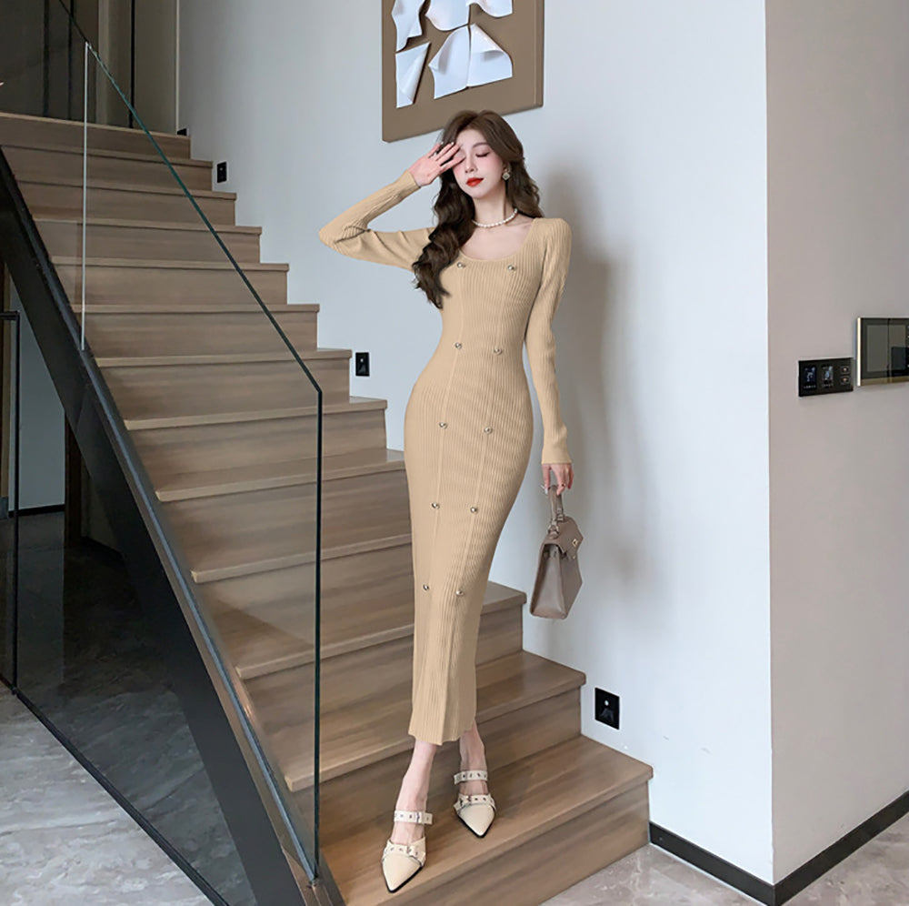 Applique Bodycon Maxi Dress