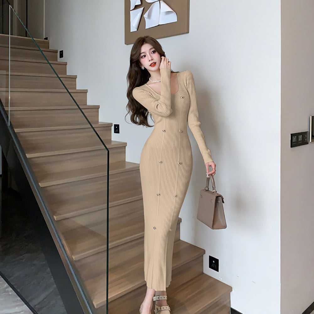 Applique Bodycon Maxi Dress