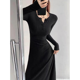 Women Striped Sheath Midi Dress