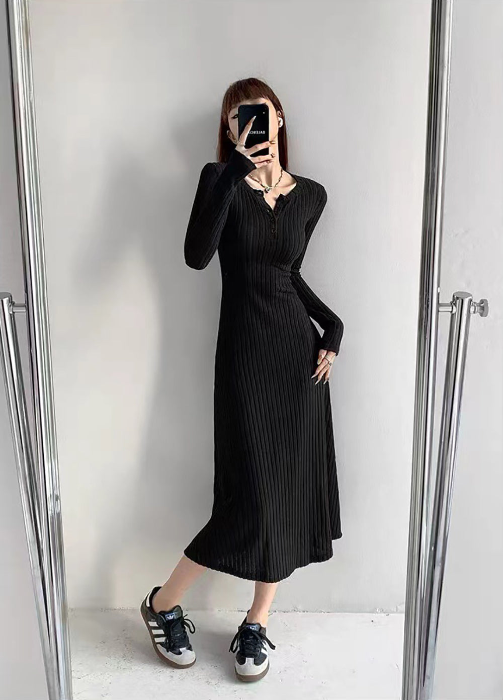Women Striped Sheath Midi Dress