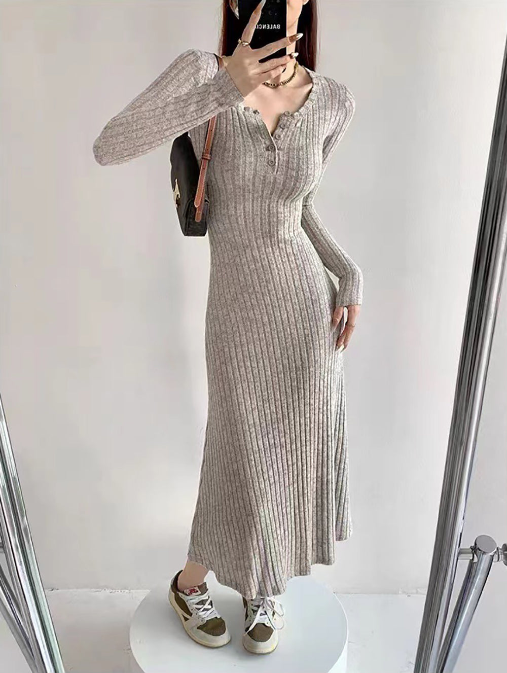 Women Round Neck Fit & Flare Maxi Dress