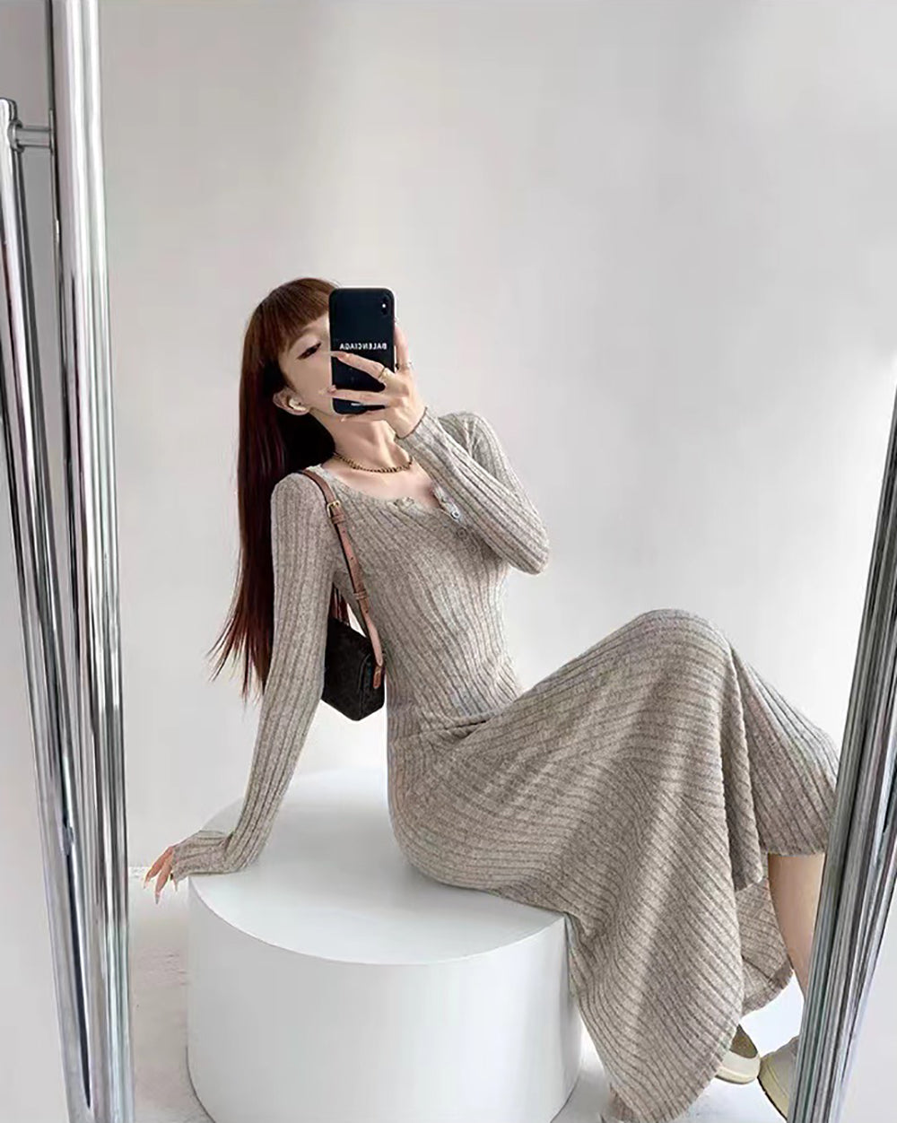 Women Round Neck Fit & Flare Maxi Dress