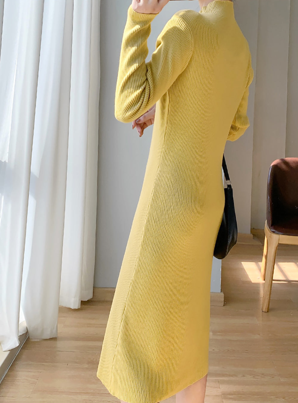 Women Solid Sheath Midi Dress Detail Cut-Outs