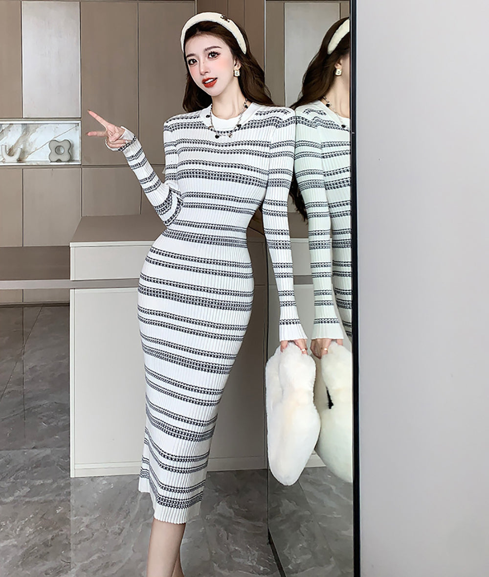 Striped Bodycon Midi Dress