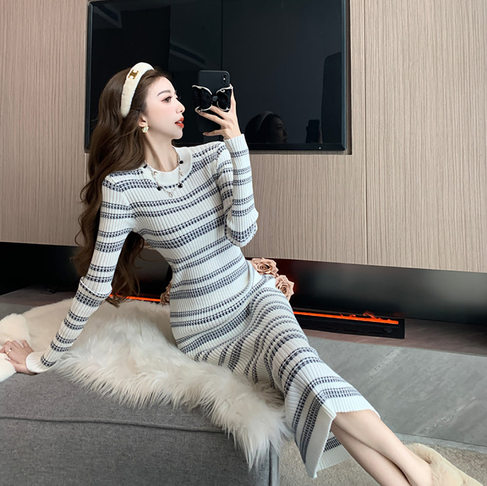 Striped Bodycon Midi Dress