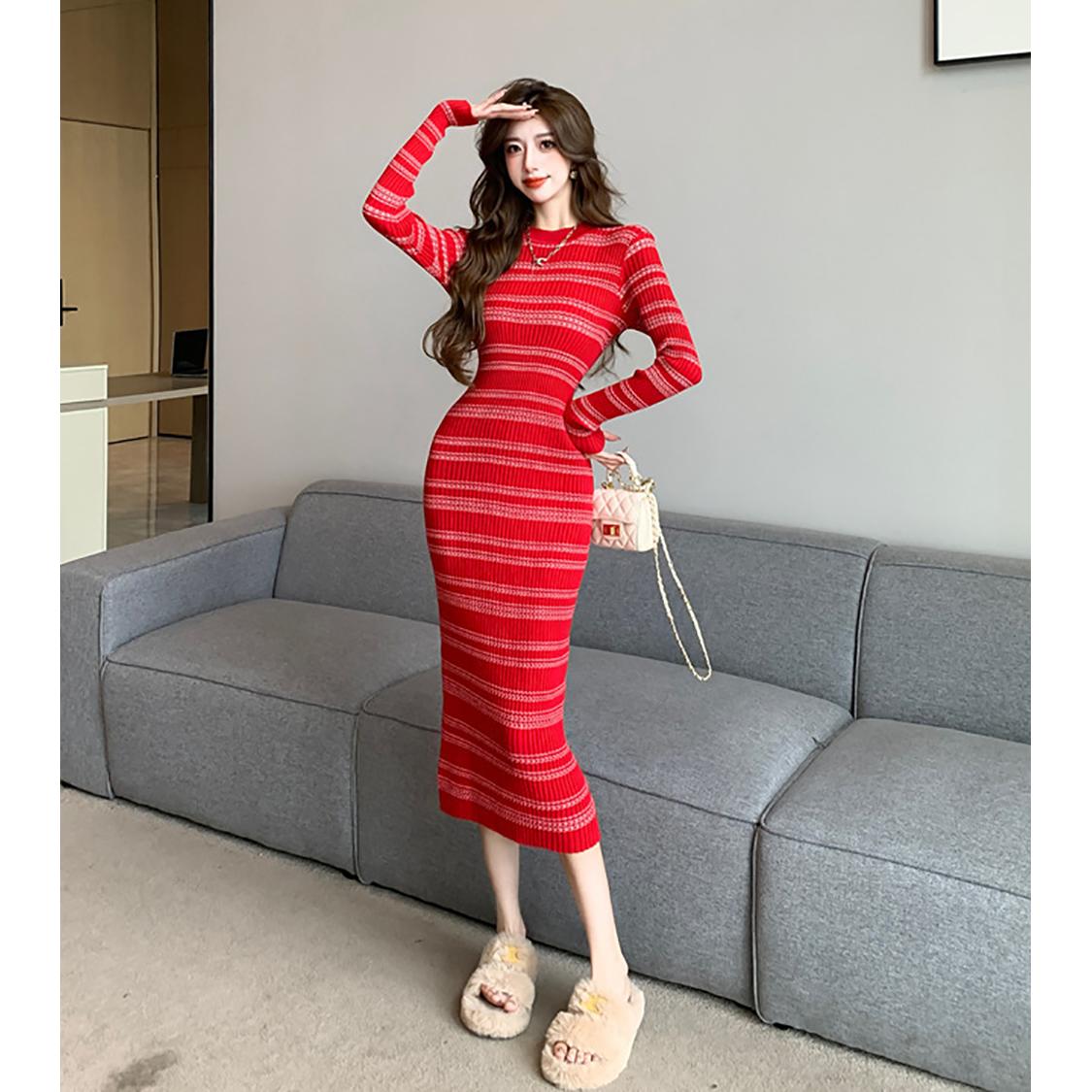 Striped Bodycon Midi Dress