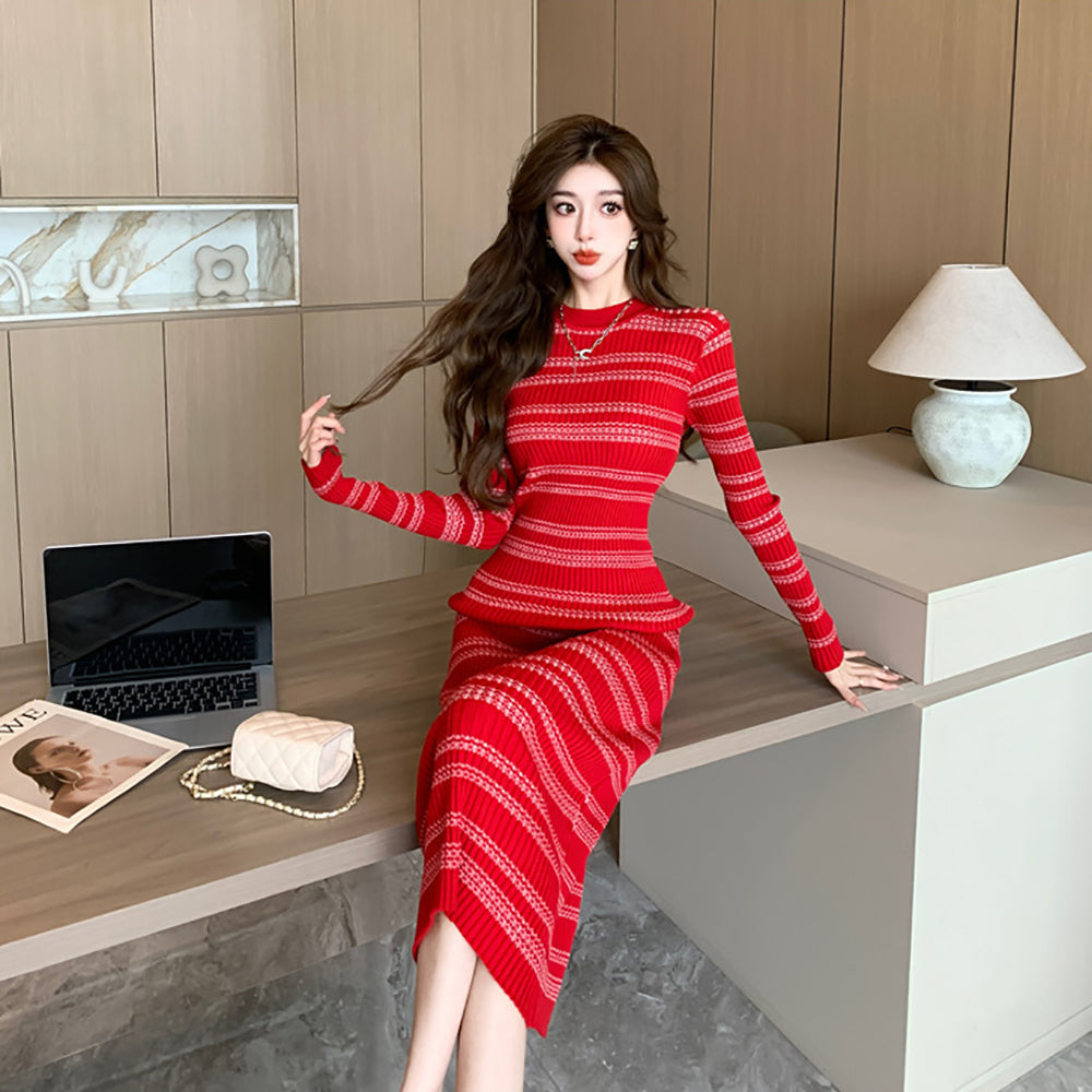 Striped Bodycon Midi Dress