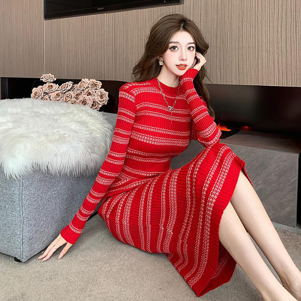 Striped Bodycon Midi Dress