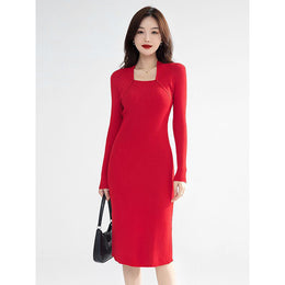 Solid Choker Neck Bodycon Midi Dress