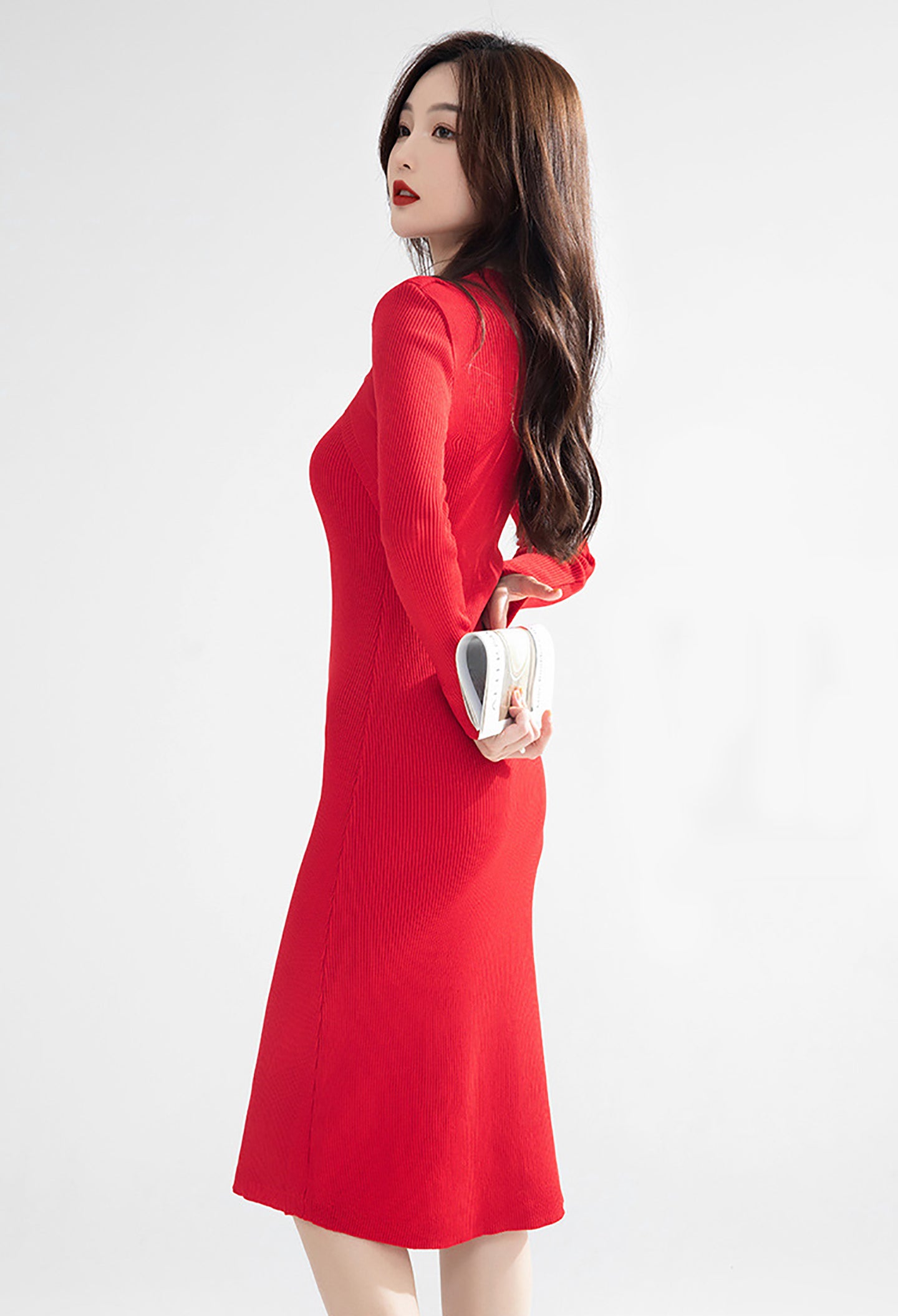 Solid Choker Neck Bodycon Midi Dress