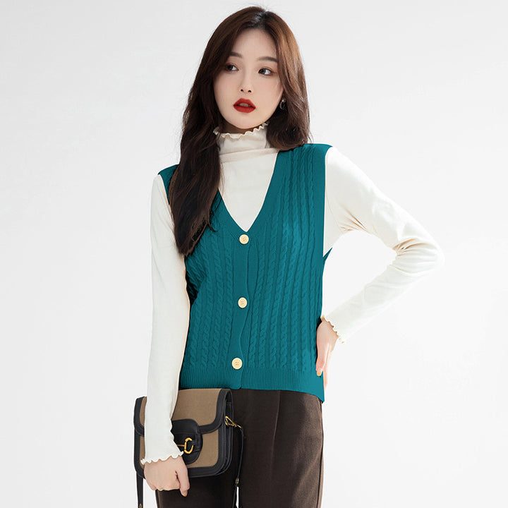 V-Neck Cable Knit Sweater Vest