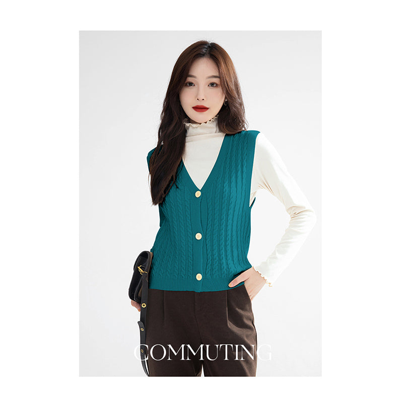 V-Neck Cable Knit Sweater Vest