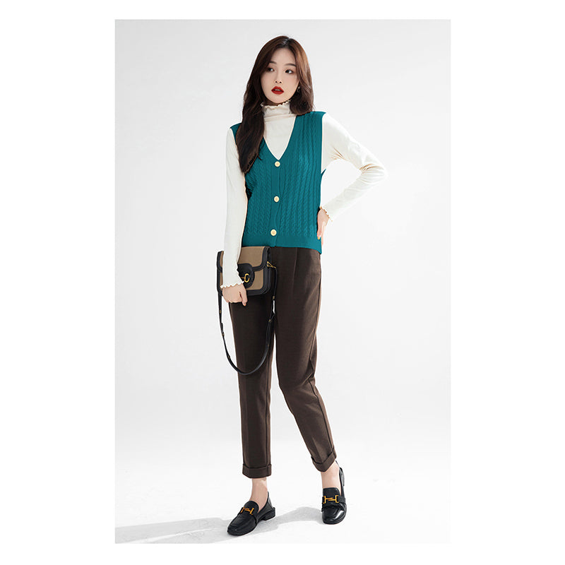 V-Neck Cable Knit Sweater Vest