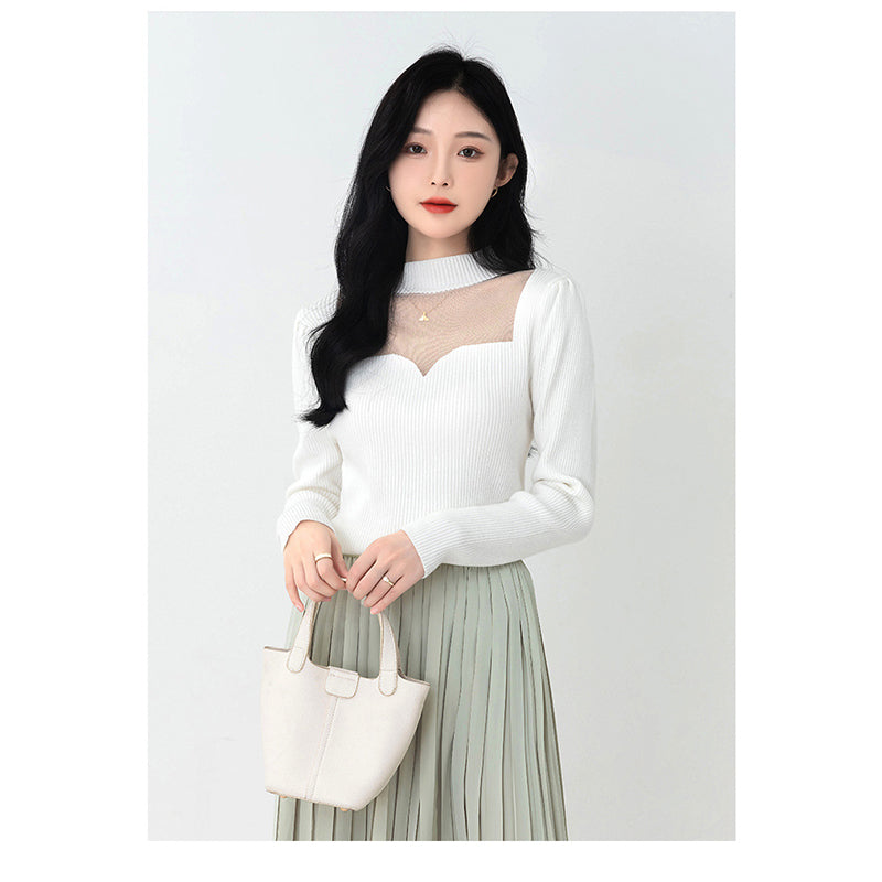 White High Neck Pullover