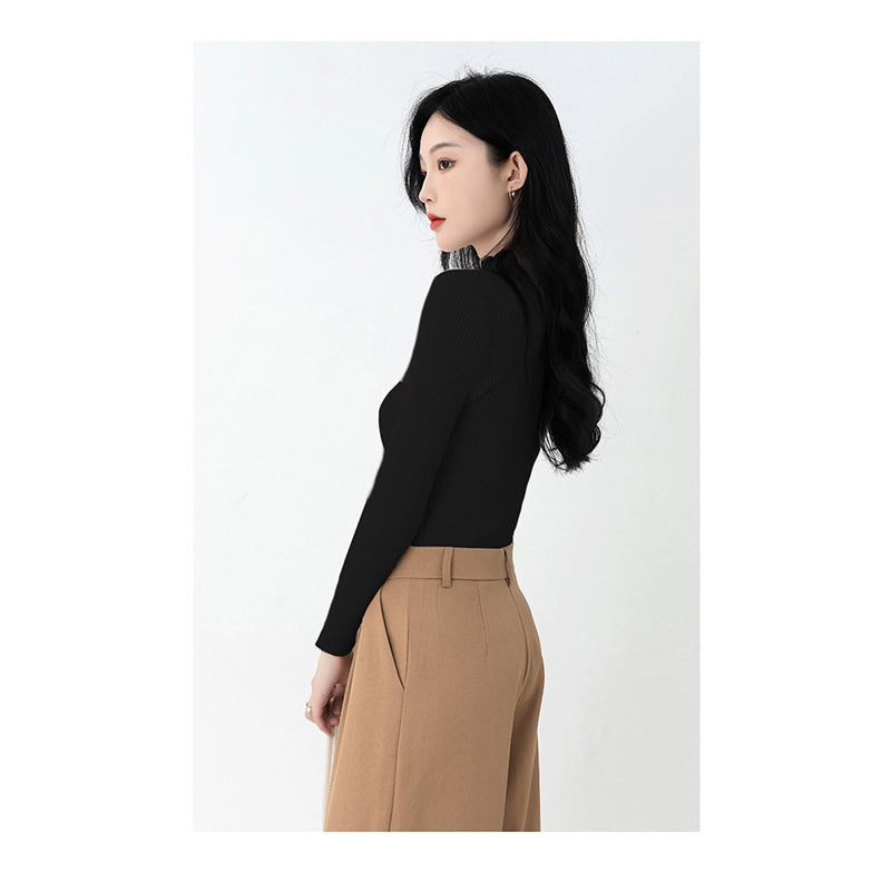 Black Ribbed High Neck Pullover Sweater