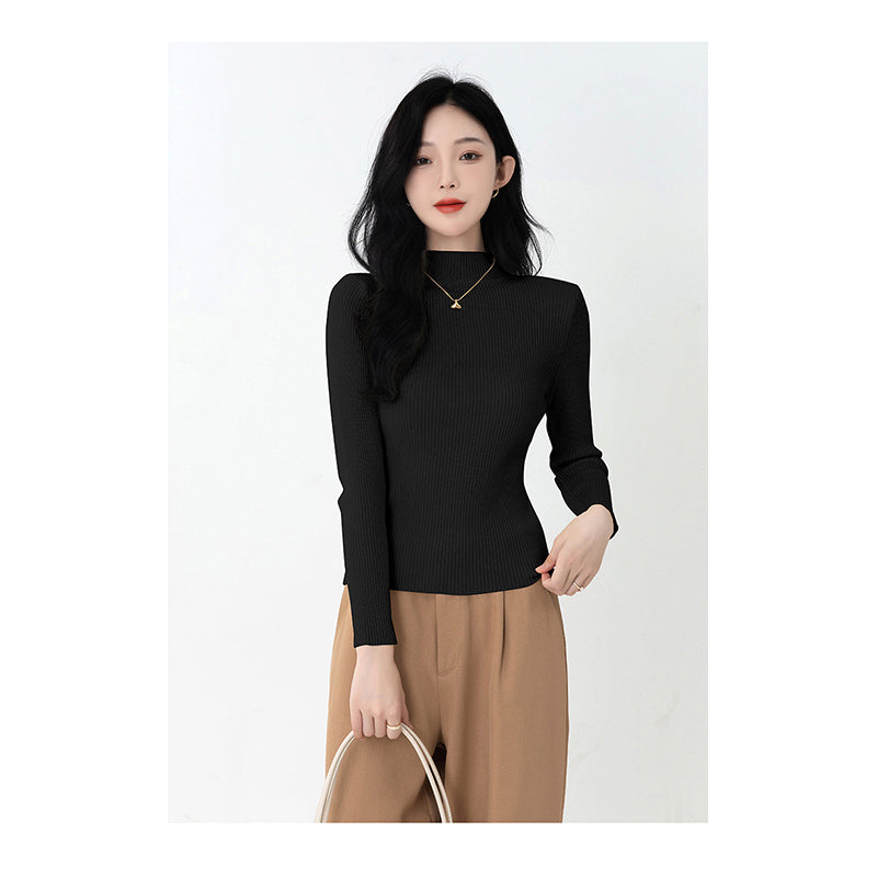 Black Ribbed High Neck Pullover Sweater