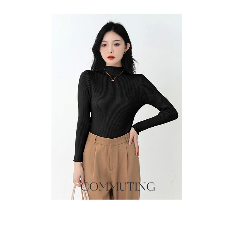 Black Ribbed High Neck Pullover Sweater