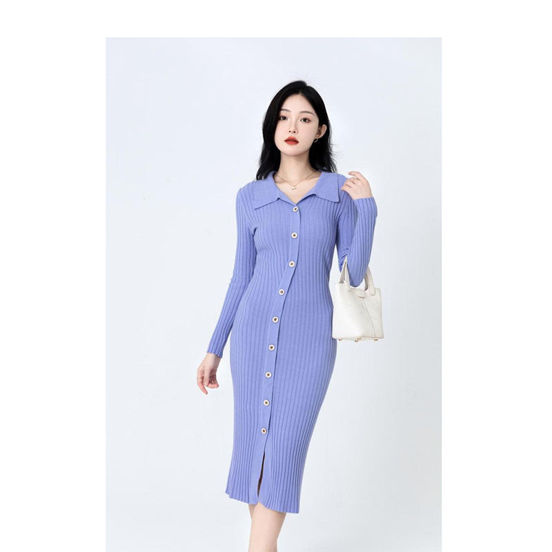 Purple Ribbed Bodycon Midi Dress