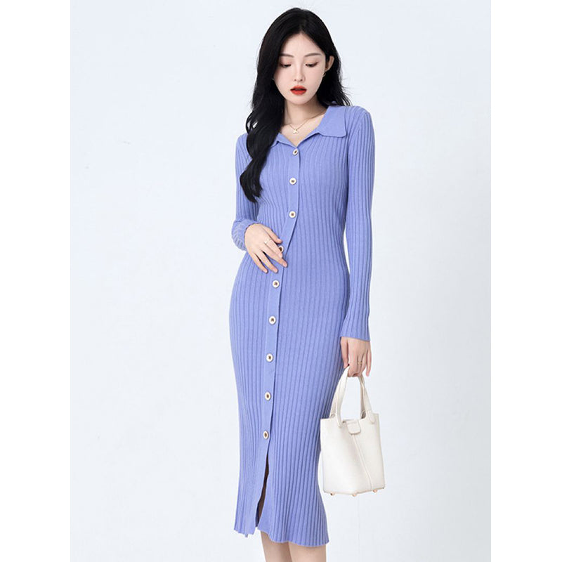 Purple Ribbed Bodycon Midi Dress