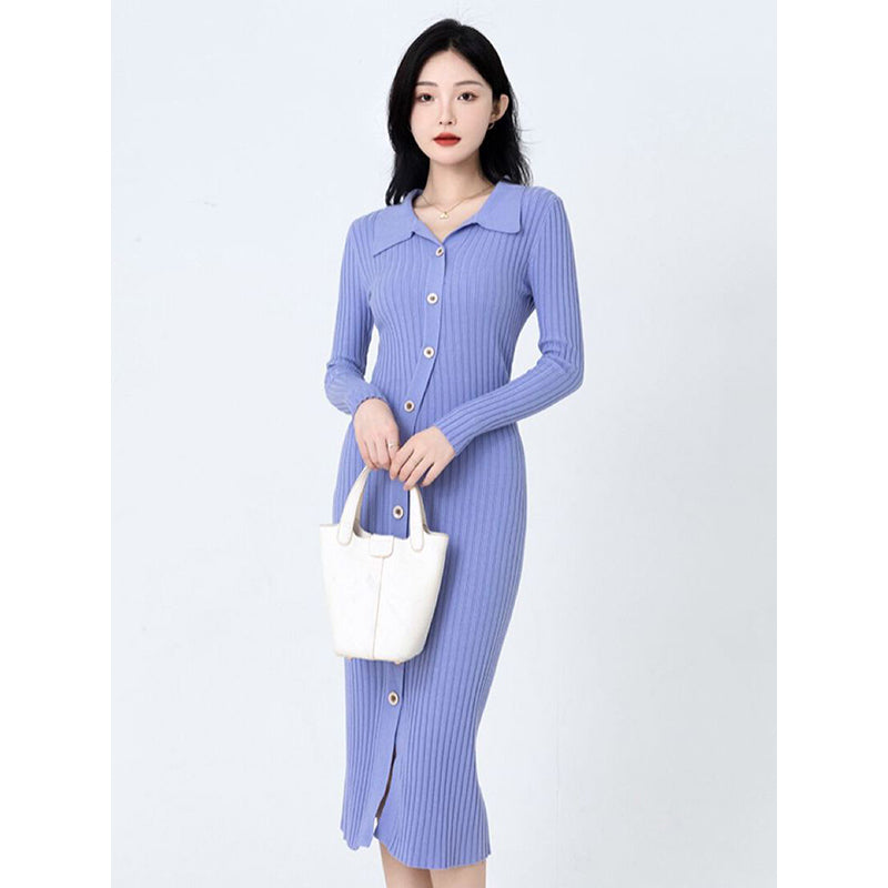 Purple Ribbed Bodycon Midi Dress