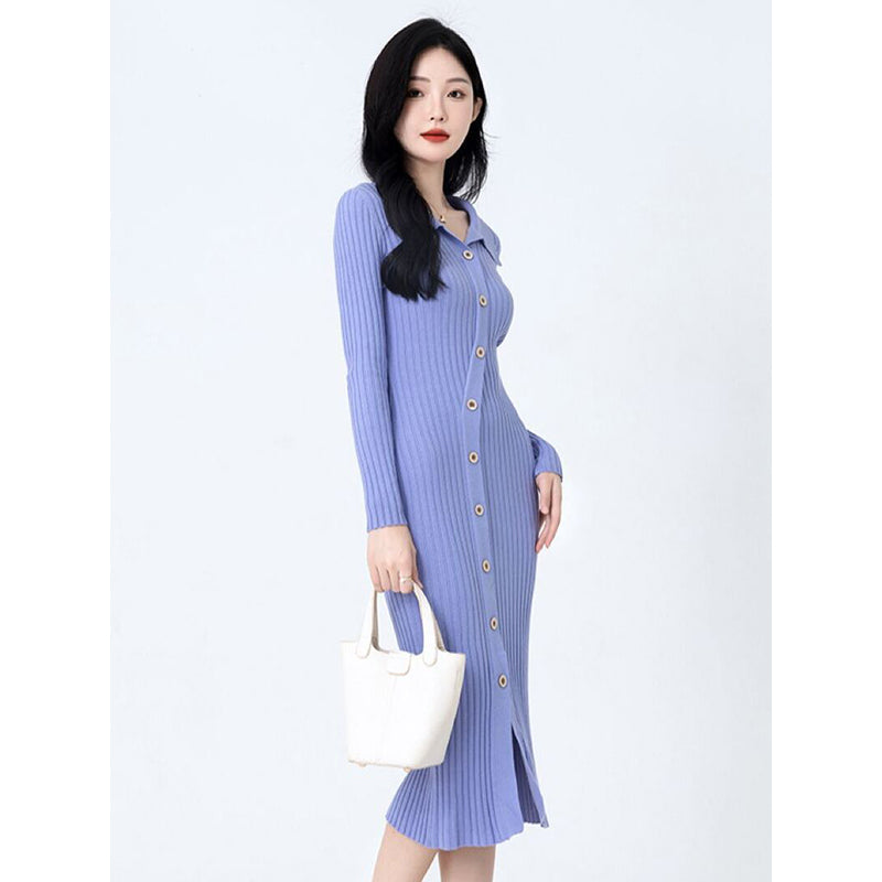 Purple Ribbed Bodycon Midi Dress