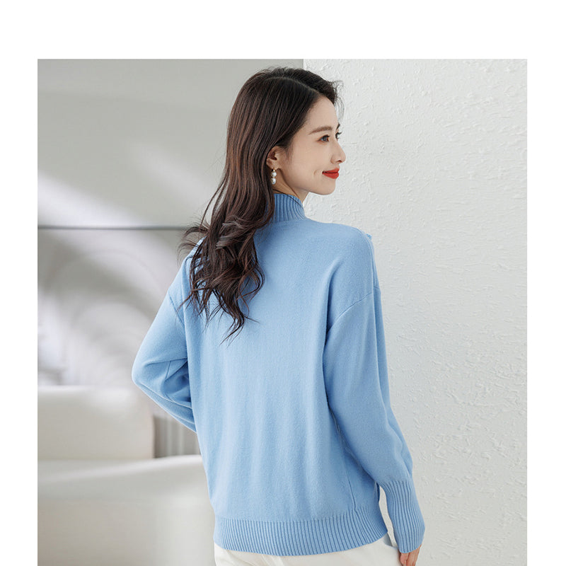Blue Self Design Pullover with Applique Detail