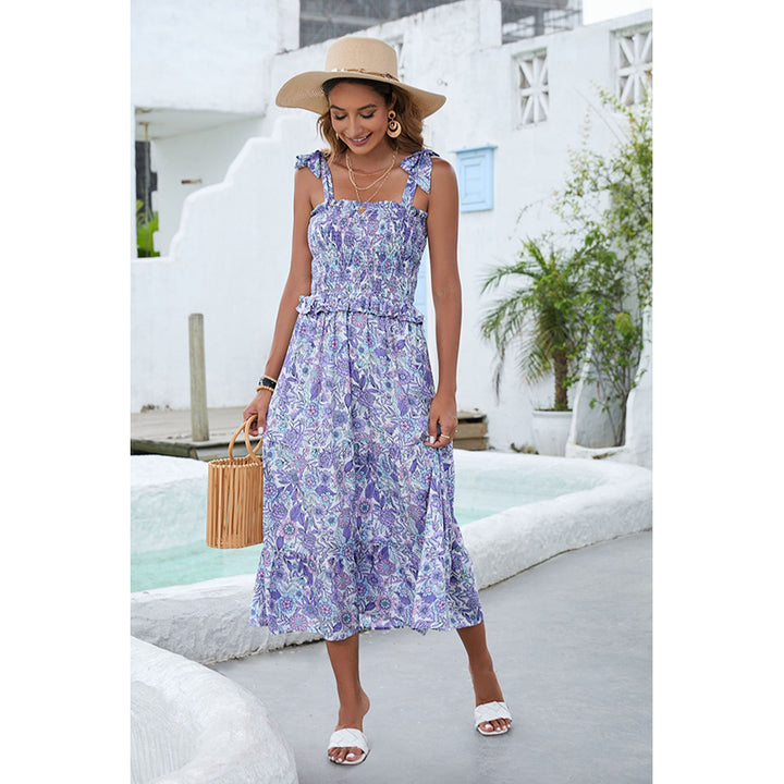 Floral Printed Fit & Flare Midi Dress