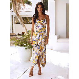 Floral Printed Shoulder Straps Maxi Dress