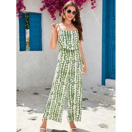 Green Printed Basic Jumpsuit