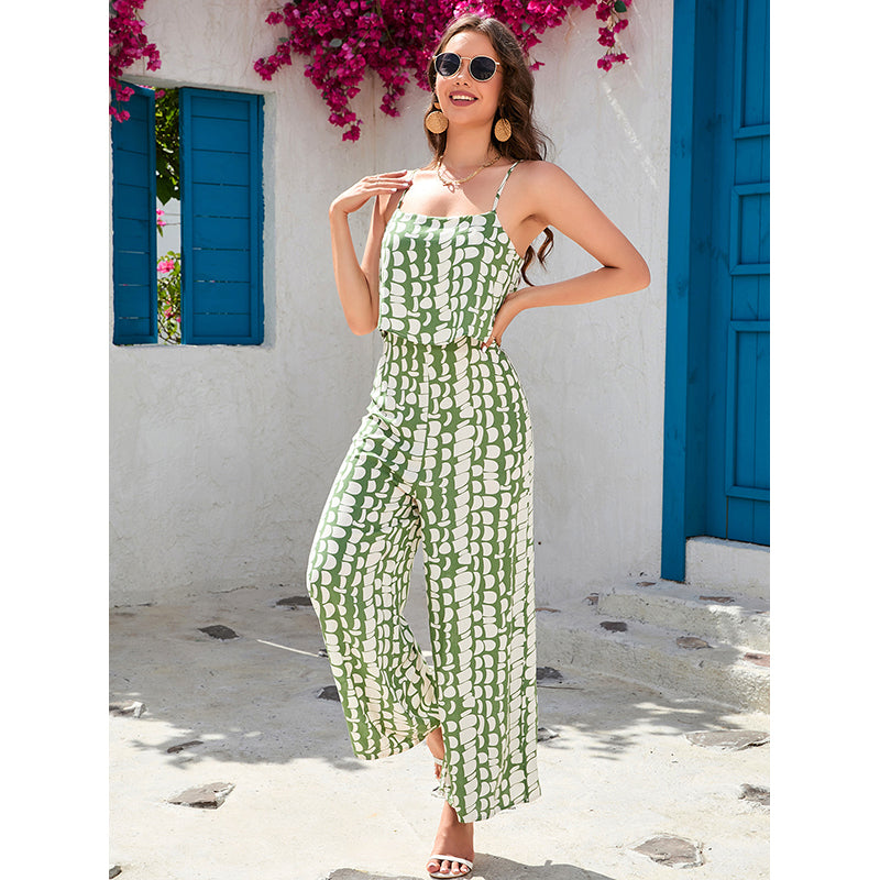Green Printed Basic Jumpsuit