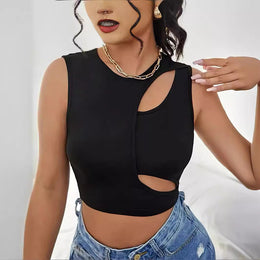 Black Round Neck Top