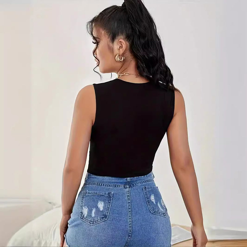 Black Round Neck Top