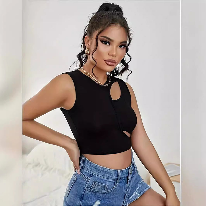 Black Round Neck Top