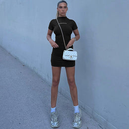 Solid Black Mini Bodycon Dress