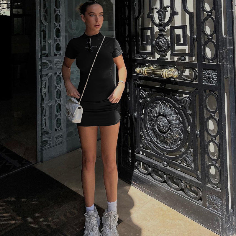Solid Black Mini Bodycon Dress