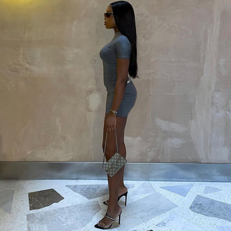 Grey & White Print Bodycon Dress
