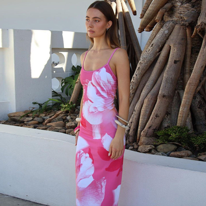 Floral Print Georgette Bodycon Maxi Dress