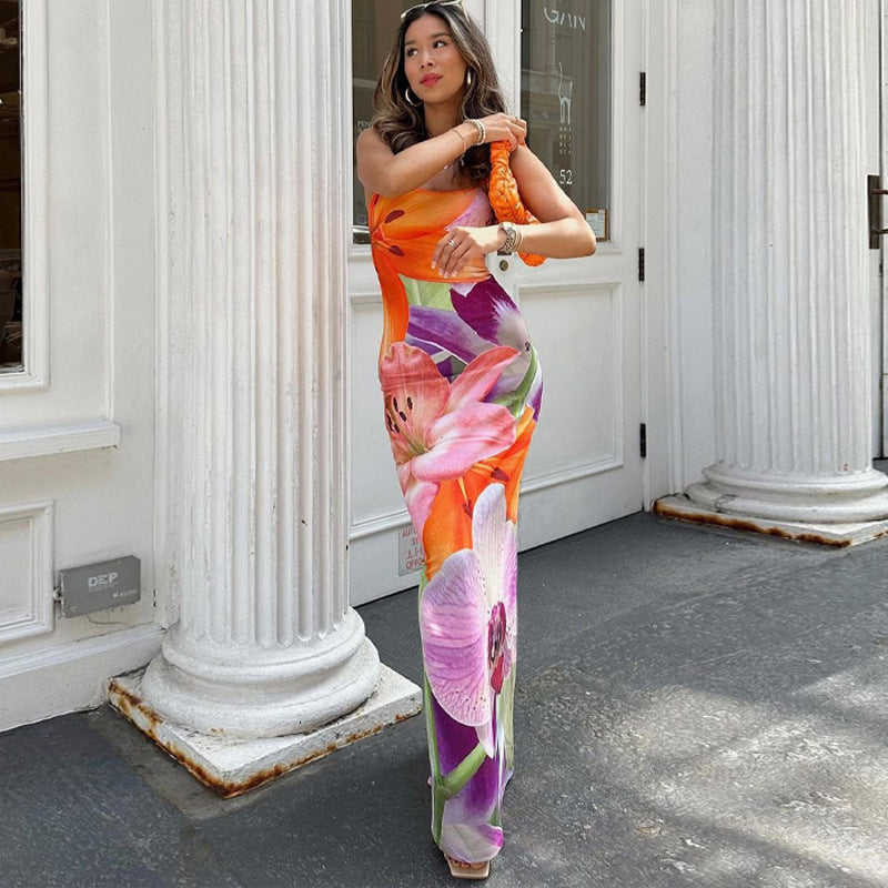 Floral Print Georgette Maxi Dress