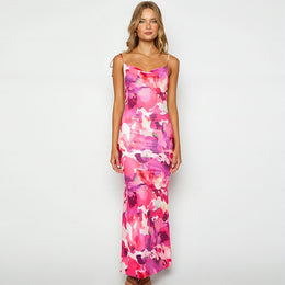 Pink Floral Printed Maxi Dress