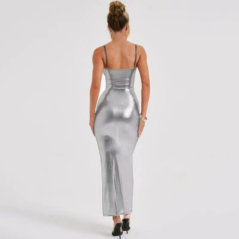 White Shoulder Straps Bodycon Maxi Slip Dress