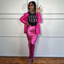 Fuschia Pencil Maxi Skirt